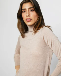 Alida Turtleneck Sweater In Heather Oatmeal Cashmere -ULLA JOHNSON SHOP S71441 5031