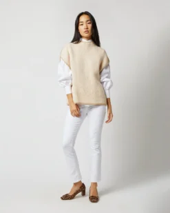 Athena Sweater In Ivory/Oatmeal/Pale Pink Cashmere