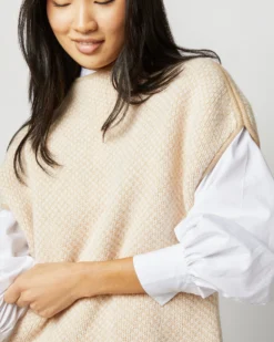 Athena Sweater In Ivory/Oatmeal/Pale Pink Cashmere -ULLA JOHNSON SHOP S71442 5087