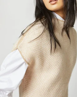 Athena Sweater In Ivory/Oatmeal/Pale Pink Cashmere -ULLA JOHNSON SHOP S71442 5097