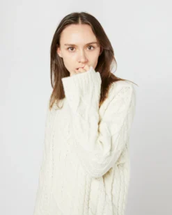 Jocelyn Aran Sweater In Ivory Wool/Baby Alpaca Blend 11 Jocelyn Aran Sweater In Ivory Wool/Baby Alpaca Blend -ULLA JOHNSON SHOP S71450 4326