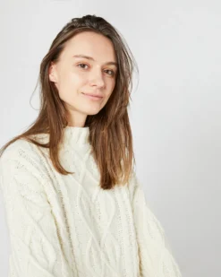 Jocelyn Aran Sweater In Ivory Wool/Baby Alpaca Blend 12 Jocelyn Aran Sweater In Ivory Wool/Baby Alpaca Blend -ULLA JOHNSON SHOP S71450 4361