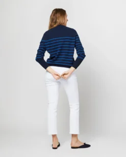 Cydney Boyfriend Crewneck Sweater In Navy/Blue Stripe Cashmere 8 Cydney Boyfriend Crewneck Sweater In Navy/Blue Stripe Cashmere -ULLA JOHNSON SHOP S71454 1419