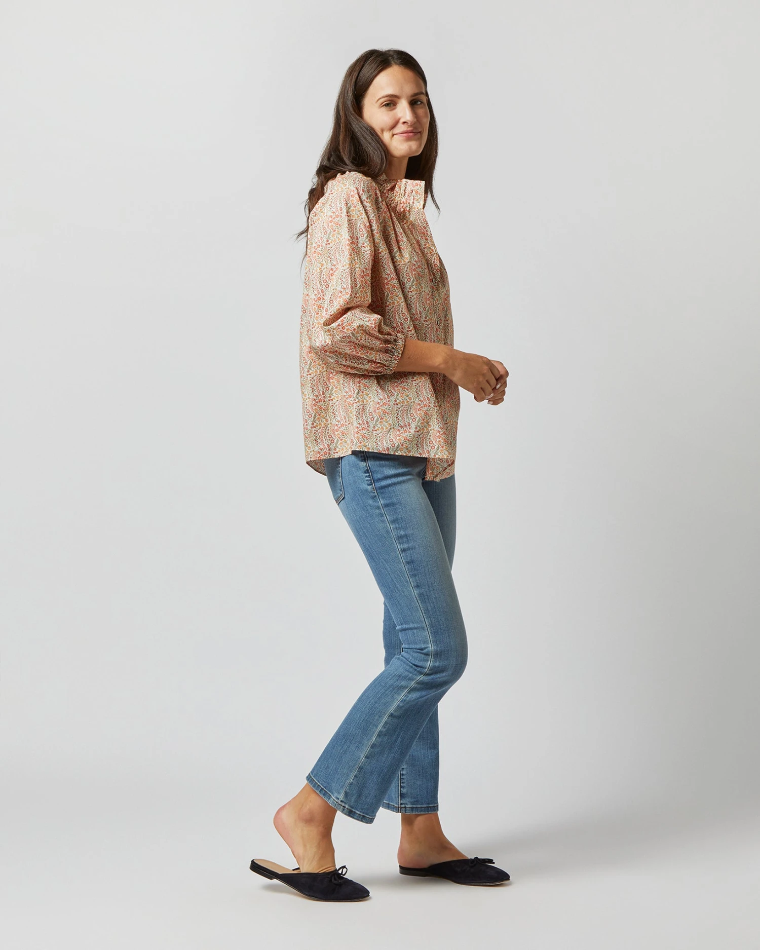 Button-Front Kamille Blouse In Orange Multi Naiad Liberty Fabric 3 Button-Front Kamille Blouse In Orange Multi Naiad Liberty Fabric - Image 3