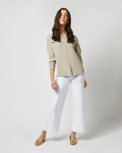 Hannah Blouse In Birch Silk Crepe De Chine