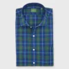 Spread Collar Sport Shirt In Green/Blue/Yellow Plaid Poplin