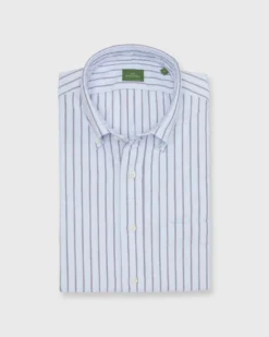 Button-Down Sport Shirt In Sky/Navy Stripe Oxford
