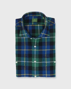 Work Shirt In Green/Blue/Yellow Plaid Brushed Twill