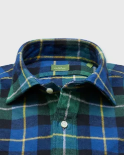 Work Shirt In Green/Blue/Yellow Plaid Brushed Twill -ULLA JOHNSON SHOP S71731 163