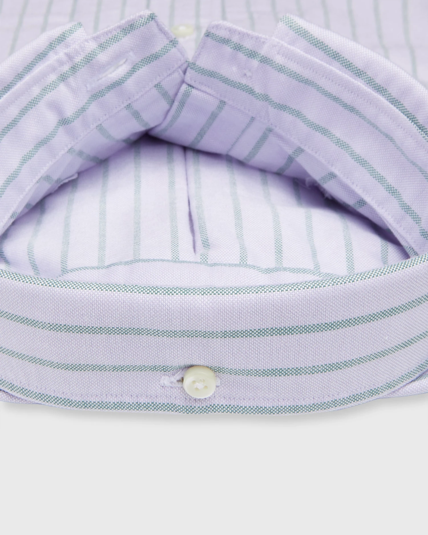 Button-Down Sport Shirt In Lavender/Hunter Wide Stripe Oxford 3 Button-Down Sport Shirt In Lavender/Hunter Wide Stripe Oxford - Image 3