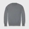 Casual Crewneck Sweater In Heather Grey Cotton/Cashmere