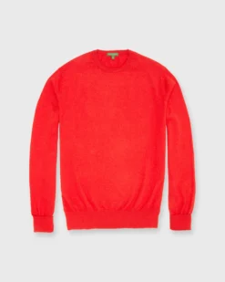Casual Crewneck Sweater In Tomato Cotton/Cashmere