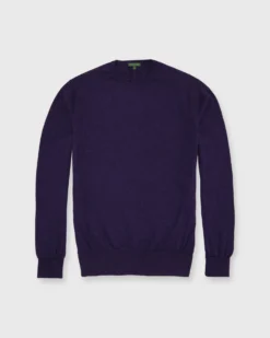 Casual Crewneck Sweater In Heather Eggplant Cotton/Cashmere