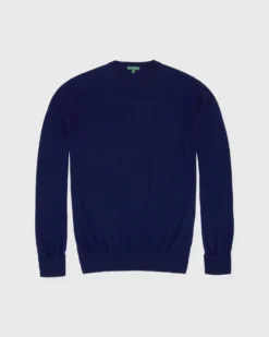 Fine-Gauge Crewneck Sweater In Bright Navy Escorial Wool