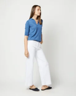 Half-Sleeved Georgina Sweater In Storm Blue Cashmere -ULLA JOHNSON SHOP S71889 4097