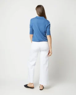 Half-Sleeved Georgina Sweater In Storm Blue Cashmere -ULLA JOHNSON SHOP S71889 4101