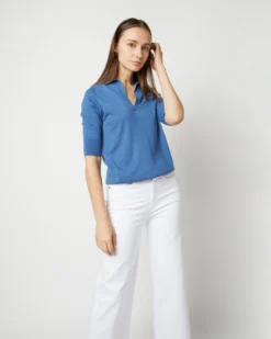 Half-Sleeved Georgina Sweater In Storm Blue Cashmere -ULLA JOHNSON SHOP S71889 4126