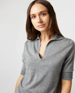 Half-Sleeved Georgina Sweater In Oxford Grey Cashmere -ULLA JOHNSON SHOP S71890 1246