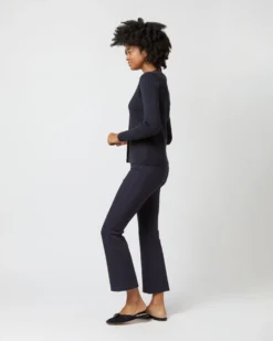 Nia Long-Sleeved Ribbed Cardigan In Navy Cotton/Silk -ULLA JOHNSON SHOP S71894 1884
