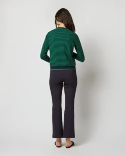 Katie Cardigan In Green/Navy Cotton/Cashmere -ULLA JOHNSON SHOP S71897 2520