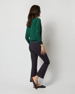 Katie Cardigan In Green/Navy Cotton/Cashmere -ULLA JOHNSON SHOP S71897 2535