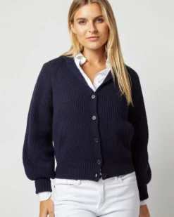 Alya Funnel-Neck Cardigan In Navy Cashmere 17 Alya Funnel-Neck Cardigan In Navy Cashmere -ULLA JOHNSON SHOP S71898 2779
