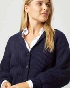 Alya Funnel-Neck Cardigan In Navy Cashmere 20 Alya Funnel-Neck Cardigan In Navy Cashmere -ULLA JOHNSON SHOP S71898 2782