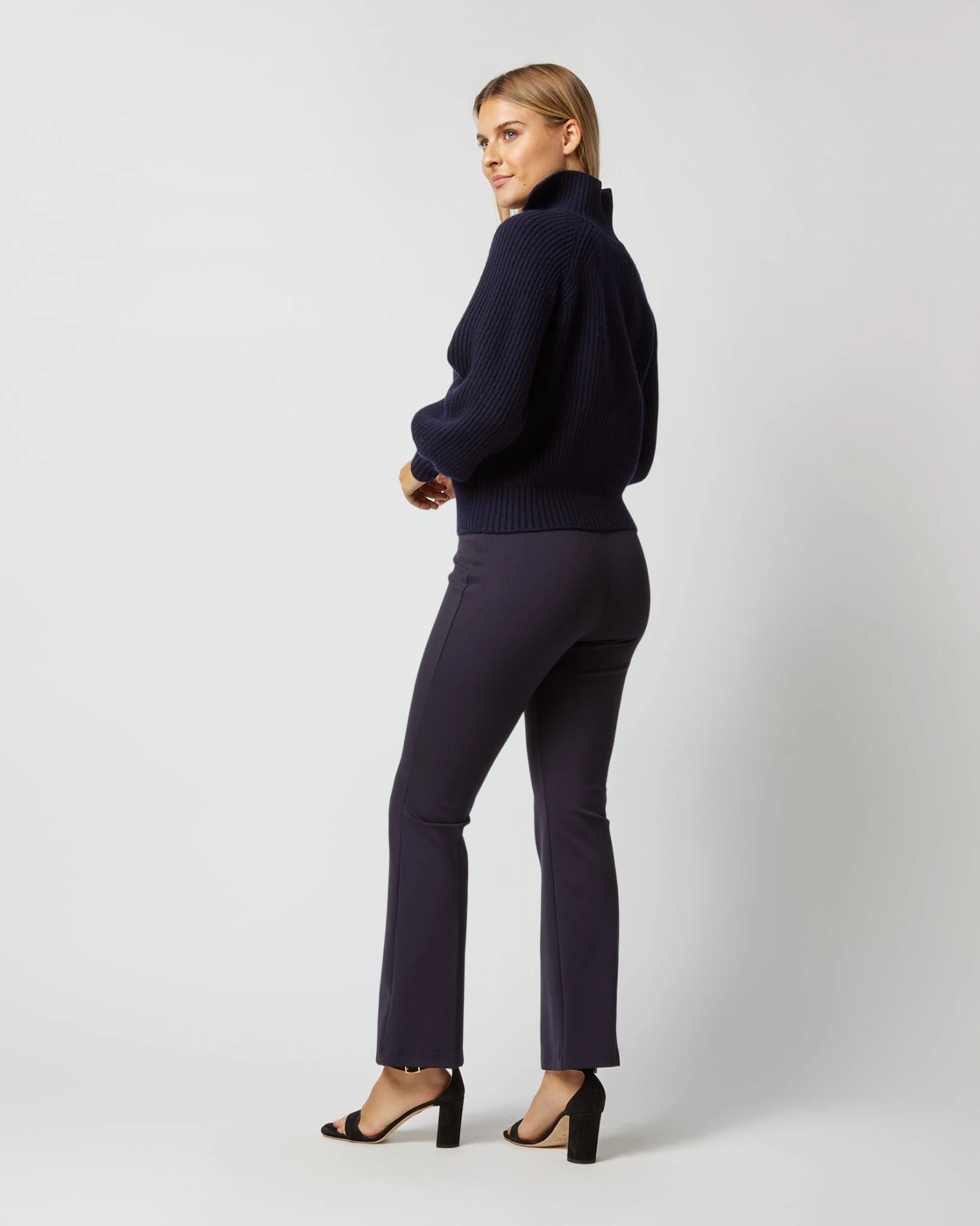 Alya Funnel-Neck Cardigan In Navy Cashmere 5 Alya Funnel-Neck Cardigan In Navy Cashmere - Image 5
