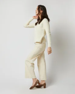 Eli Shaker-Stitch Sweater In Ivory Cashmere -ULLA JOHNSON SHOP S71900 4084
