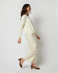 Eli Shaker-Stitch Sweater In Ivory Cashmere -ULLA JOHNSON SHOP S71900 4104