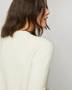 Eli Shaker-Stitch Sweater In Ivory Cashmere -ULLA JOHNSON SHOP S71900 4177