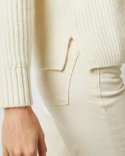 Eli Shaker-Stitch Sweater In Ivory Cashmere -ULLA JOHNSON SHOP S71900 4187