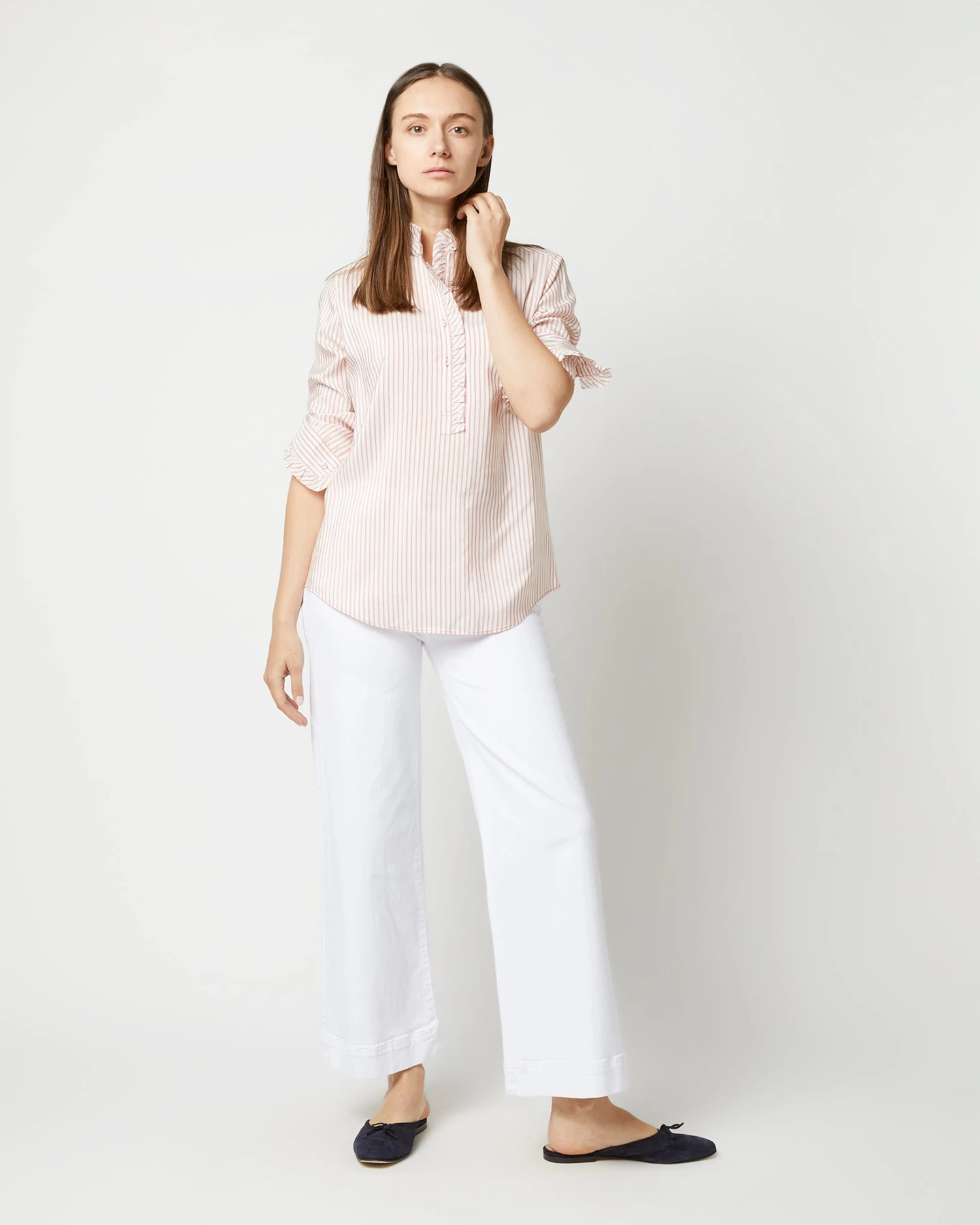 Frill Shirt In Orange Stripe Silk 1 Frill Shirt In Orange Stripe Silk