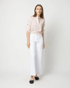 Frill Shirt In Orange Stripe Silk 13 Frill Shirt In Orange Stripe Silk -ULLA JOHNSON SHOP S71909 4256