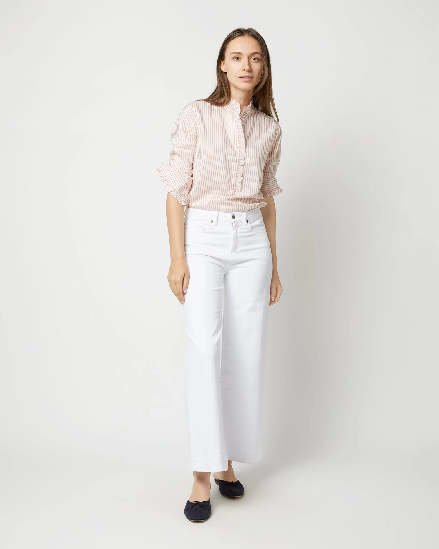 Frill Shirt In Orange Stripe Silk 5 Frill Shirt In Orange Stripe Silk - Image 5