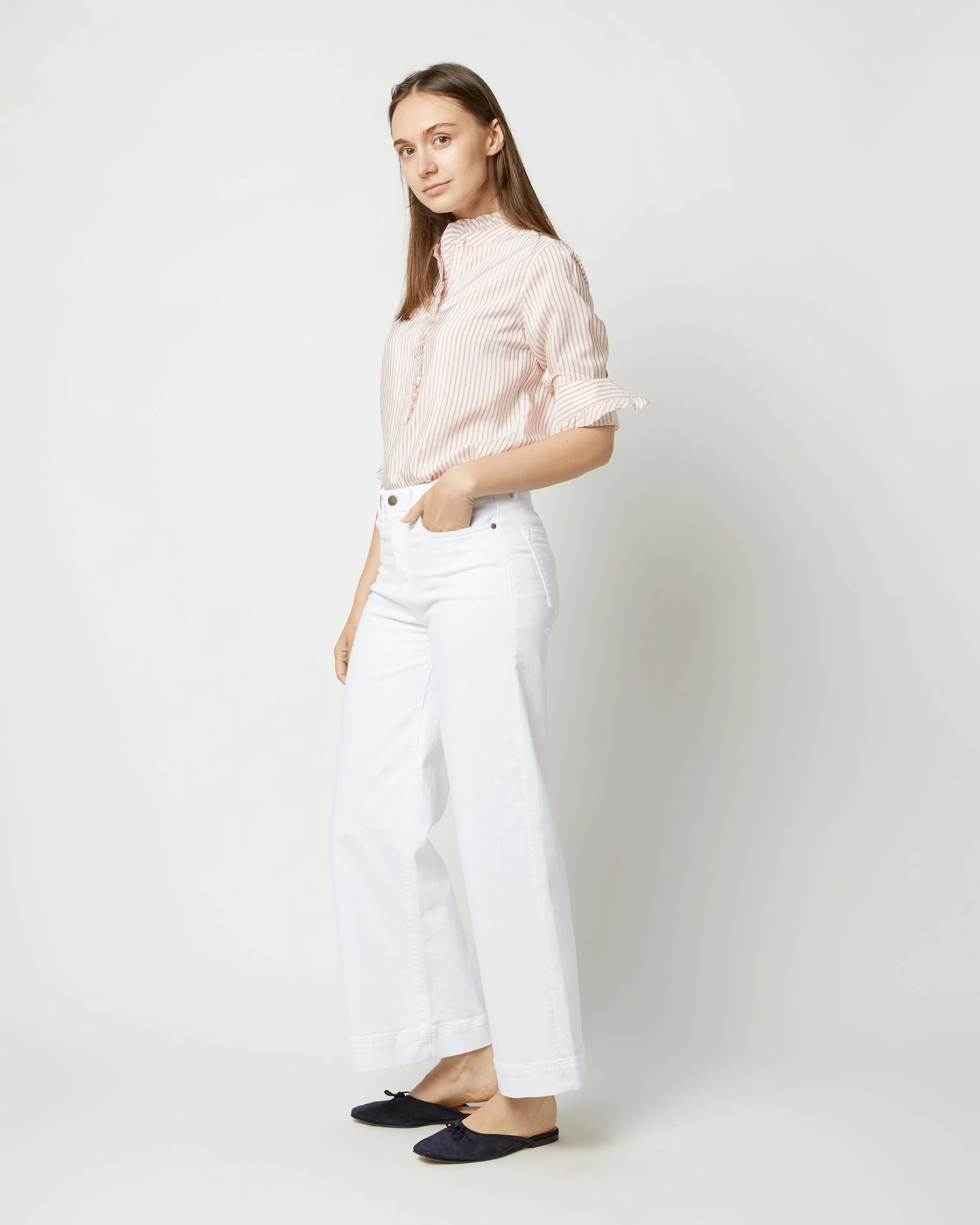 Frill Shirt In Orange Stripe Silk 7 Frill Shirt In Orange Stripe Silk - Image 7