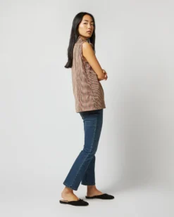 Emilia Top In Red/Brown Check Taffeta -ULLA JOHNSON SHOP S72050 1316