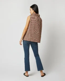 Emilia Top In Red/Brown Check Taffeta -ULLA JOHNSON SHOP S72050 1321