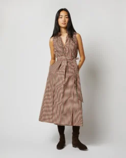 Emilia Top In Red/Brown Check Taffeta -ULLA JOHNSON SHOP S72050 508