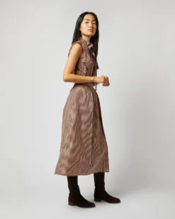 Emilia Top In Red/Brown Check Taffeta -ULLA JOHNSON SHOP S72050 524