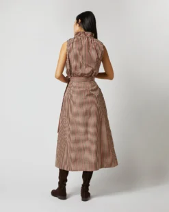 Emilia Top In Red/Brown Check Taffeta -ULLA JOHNSON SHOP S72050 534