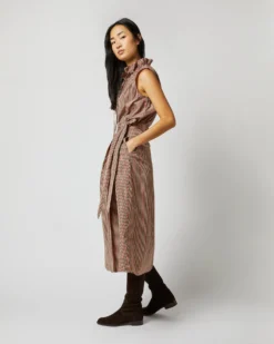 Emilia Top In Red/Brown Check Taffeta -ULLA JOHNSON SHOP S72050 541