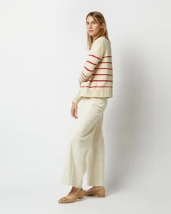 Stevie Sweater In Red/Cream Maritime Stripe Cotton Tape Yarn -ULLA JOHNSON SHOP S72051 1867