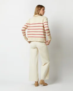 Stevie Sweater In Red/Cream Maritime Stripe Cotton Tape Yarn -ULLA JOHNSON SHOP S72051 1869