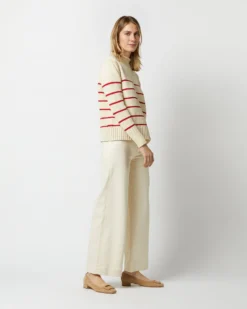 Stevie Sweater In Red/Cream Maritime Stripe Cotton Tape Yarn -ULLA JOHNSON SHOP S72051 1881