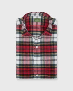 Spread Collar Sport Shirt In Dress Stewart Tartan Flannel