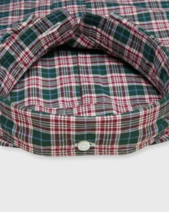 Button-Down Sport Shirt In Hunter/Red/Sky Plaid Poplin -ULLA JOHNSON SHOP S72067 353