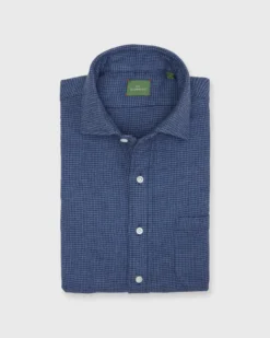 Otto Handmade Sport Shirt In Slate/Navy Brushed Houndstooth Flannel