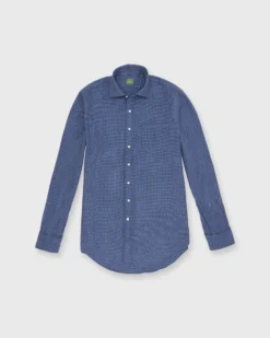 Otto Handmade Sport Shirt In Slate/Navy Brushed Houndstooth Flannel -ULLA JOHNSON SHOP S72070 83