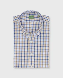 Button-Down Sport Shirt In Blue/Scotch Check Poplin